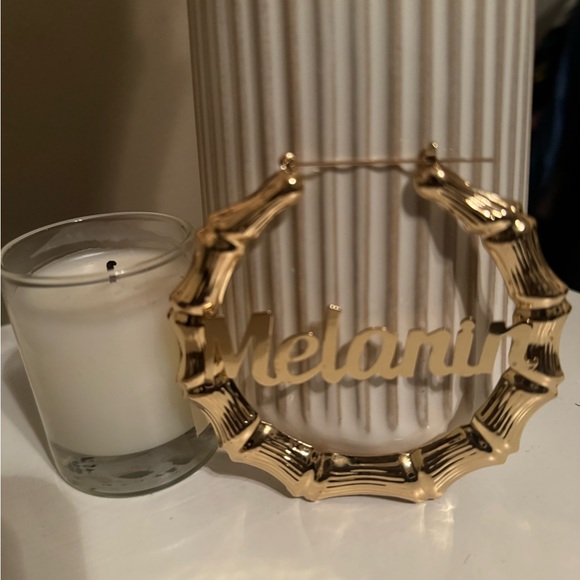 Gold Melanin Wording Bangle Earrings - Picture 3 of 3